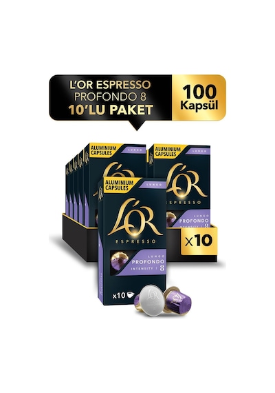 L'or Lungo Profondo Intensity 8 Nespresso Uyumlu Kapsül Kahve 10 x 10'lu