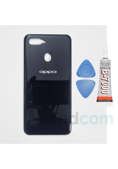 Oppo A5s Siyah Arka Cam Batarya Pil Kapağı Telefon Arka Kapak Yapışkan Beraber