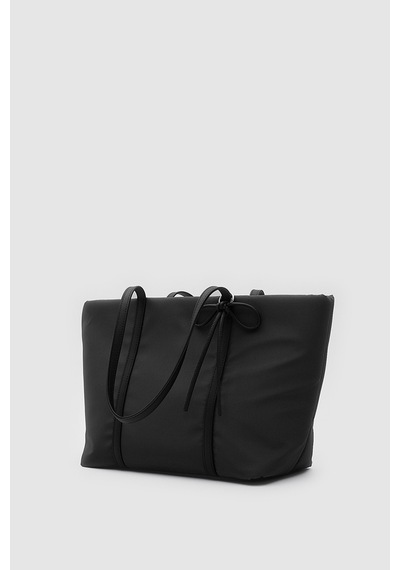 Shule Bags Jersey Fiyonklu Omuz Çantası Siyah