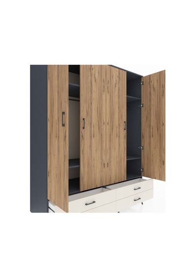 Kronos Gardrop 6 Raflı 4 Çekmeceli 2 Askılı 176x59x221 Antrasit-çam/aytaşı Çam/aytaşı Kronos Gardrop 6 Raflı 4 Çekmeceli 2 Askılı 176x59x221 Antrasit-çam/aytaşı Çam/aytaşı