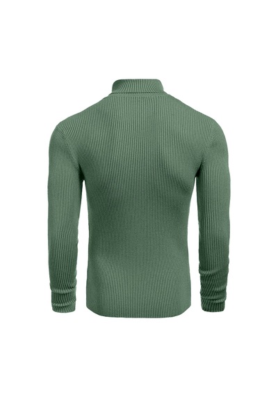Polızeı Erkek Slim Fit Boğazlı Triko Kazak Esnek Dokulu Ada Çayı