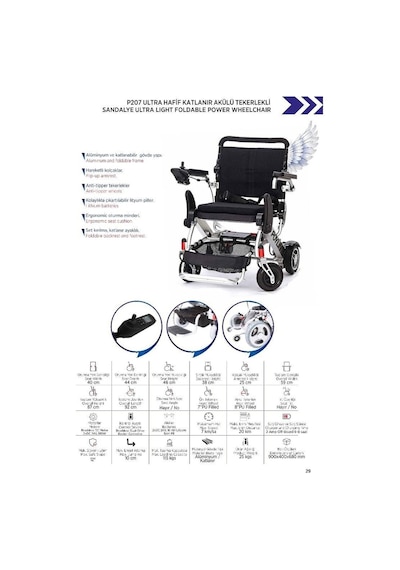 Medikaltec Poylin P207 Hafif Ve Akülü Tekerlekli Sandalye