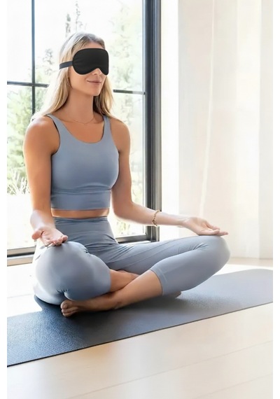 MorMavi Yıkanabilir Uyku Maskesi Işık Önleyici Göz Dinlendirme Ve Terapi Bandı Yoga Göz Bandı Siyah Düz Siyah