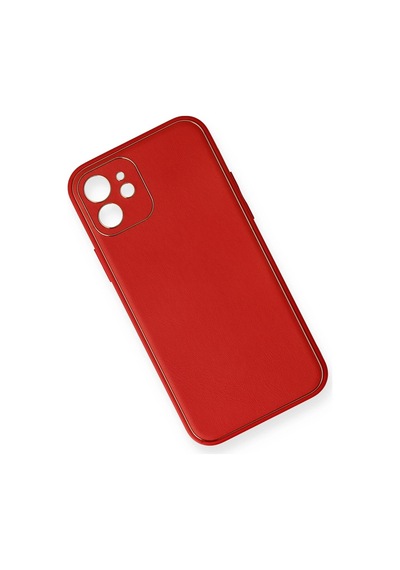 Newface Apple iPhone Uyumlu 12 Mini Kılıf Coco Deri Silikon Kapak Glblseme - 35 - Kırmızı