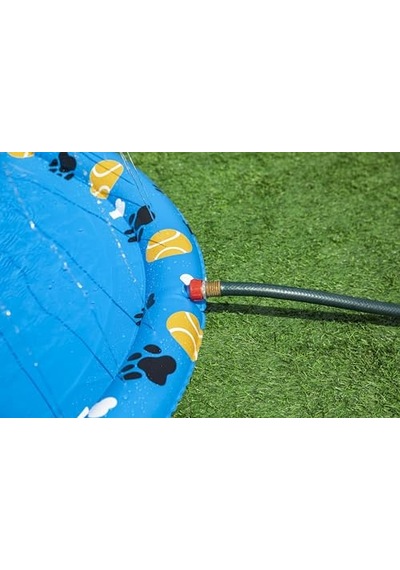 Bestway Evcil Hayvanlar İçin Pati Su Matı, Çap 147 Cm, Kaymaz Yüzey, Su Fıskiyesi, Bahçe Hortumu Bağlantısı, Dayanıklı Pvc, Onarım Yamaları Dahil