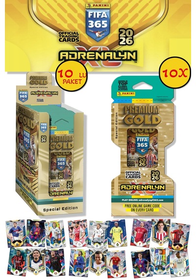 Panini Premium Gold 2026 Adrenalyn Xl Futbolcu Kartı Special Edition Box Display 10 Paket 100 Kart