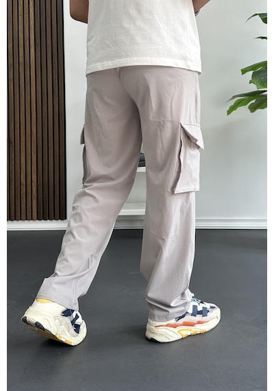 Edwoxmen Erkek İnce Baggy Kalıp Kargo Pantolon Gri Edw173-gri Gri