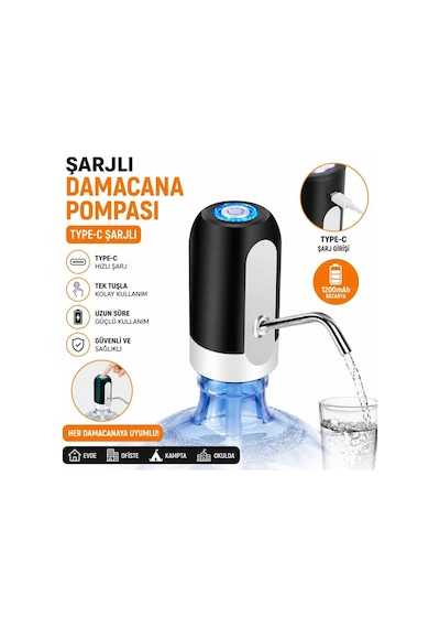 Typ-c Şarjlı Otomatik Damacana Su Pompası