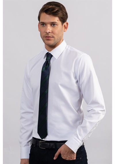 Tudors Modern Slim Fit Düz Erkek Beyaz Gömlek-23973-beyaz Beyaz