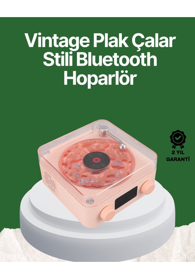 Vintage Tarz Bluetooth Hoparlör Gece Işığı Ve Zaman Göstergeli