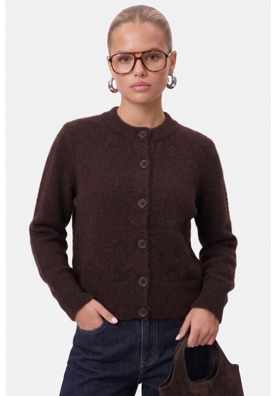 Ritnice Kadın Warm Soft Dokulu Basic Kahverengi Triko Hırka