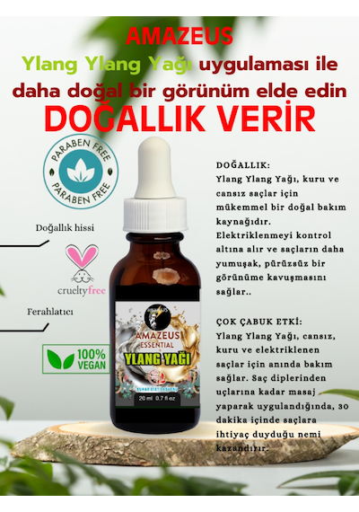 Amazeus Ylang Ylang Yağı %100 Saf Ve Doğal Besleyici Etki 20 Ml / 0.7 Fl Oz
