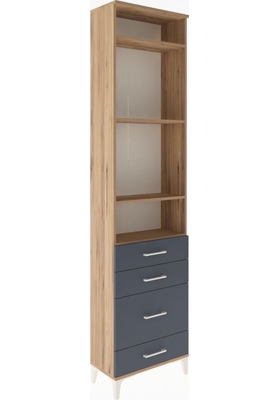 Arges Dolap 4 Raflı 4 Çekmeceli 60x30x243 Çam-antrasit Atlas Çam