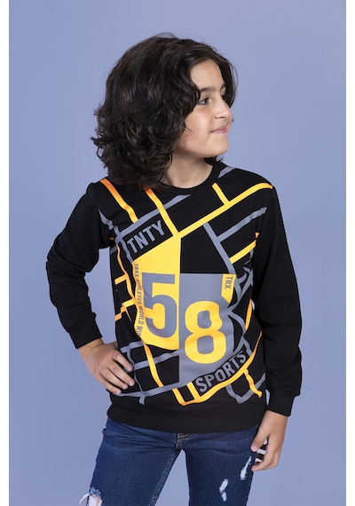 Toontoy Kids Toontoy Erkek Çocuk Baskılı Sweatshirt Gri Melanj