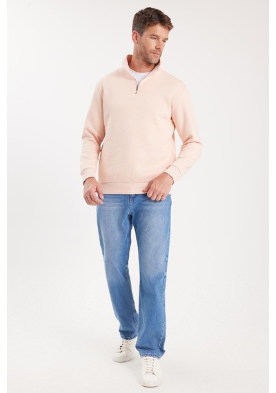 Tudors Unisex Relax Fit Rahat Kesim Pamuklu İçi Polarlı Yarım Fermuarlı Somon Dik Yaka Sweatshirt-35161 Somon Tudors Unisex Relax Fit Rahat Kesim Pamuklu İçi Polarlı Yarım Fermuarlı Somon Dik Yaka Sweatshirt-35161 Somon