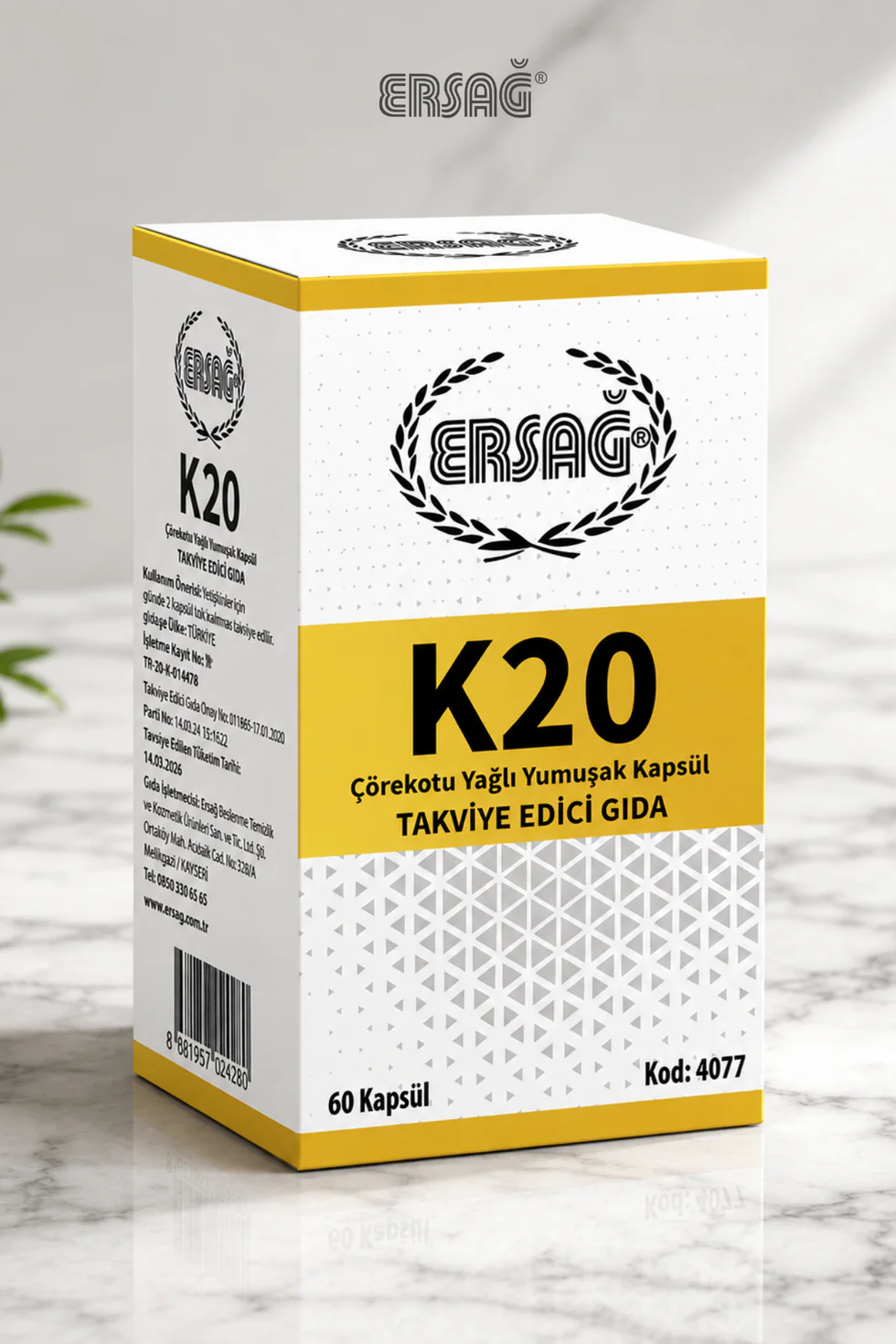 Ersağ K20 Takviye Edici Gıda Takviyesi 60 Tablet