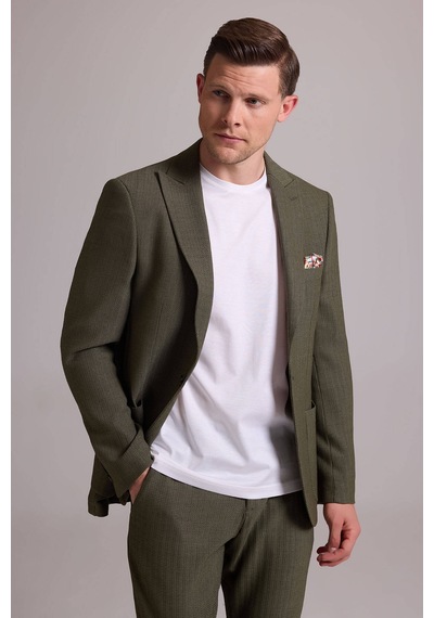 Erkek Yeşil Slim Fit Sivri Yaka Takım Elbise