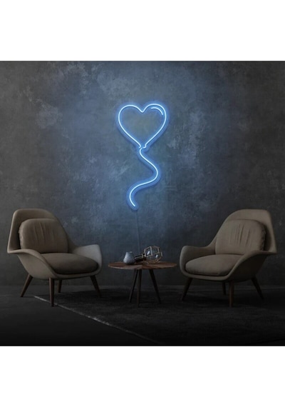 Kalpli Balon Şekilli Neon Tabela Mavi