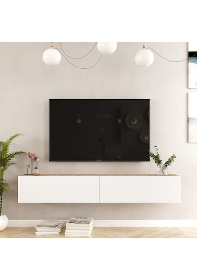 Aven Tv Ünitesi Tv Sehpası Kapaklı 180cm Çam-beyaz Ave8-aw Beyaz