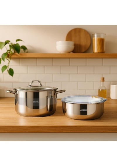 Tr 4 Parça Cook And Store Paslanmaz Çelik Tencere Saklama Kabı Pratik Set Diğer
