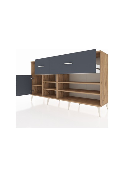 Hyperion Konsol 6 Raflı 2 Çekmeceli Tek Kapaklı 176x44x99 Çam-an Çam-antrasit Hyperion Konsol 6 Raflı 2 Çekmeceli Tek Kapaklı 176x44x99 Çam-an Çam-antrasit