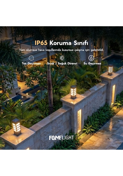 FoneLight Vilorita 35 cm LED Bahçe Set Üstü Aydınlatma Antrasit Alüminyum IP65 Peyzaj Yürüyüş Yolu Bahçe Lambası 3000K