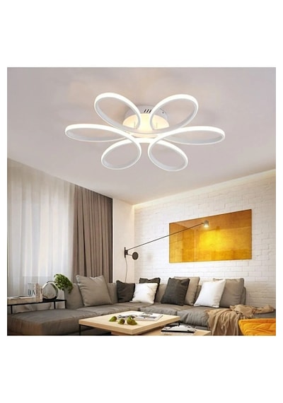 Sedef Beyaz Yatak Odası Salon Gün Işığı Ve Beyaz Led Avize Beyaz