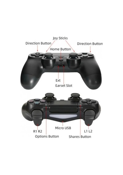 Kablosuz Ps4 Oyun Kolu Wireless Joystick Gamepad Titreşimli Dualshock Uyumlu Siyah