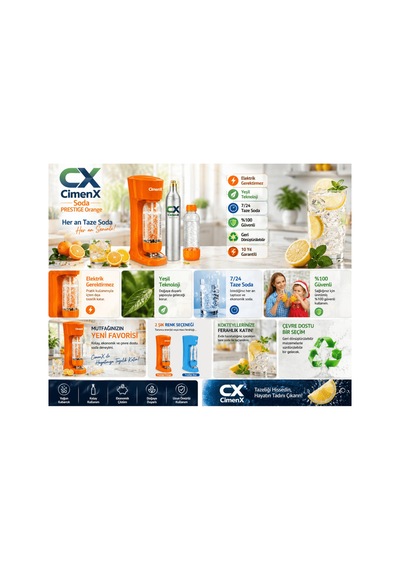 Soda Maker Prestige Orange - Soda Kartuşlu Set- 2 Adet Co₂ Turuncu