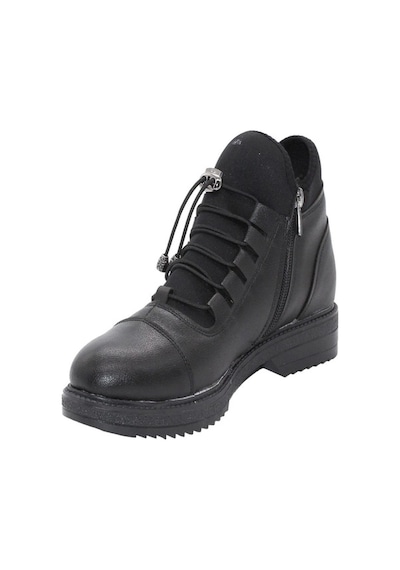 Mergenshoes S110 Siyah Cilt Bağcıklı Kadın Kışlık Bot Siyah