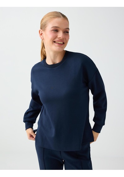 Jimmy Key Lacivert Rahat Kesim Bisiklet Yaka Modal Sweatshirt 6ww238605494