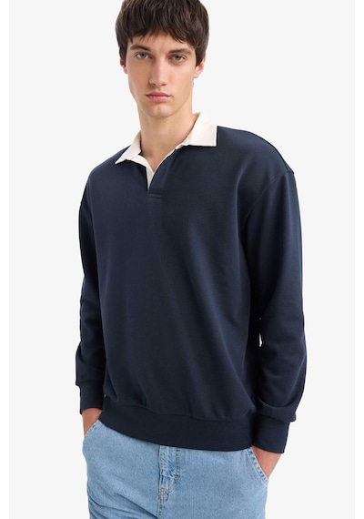 Defacto Boxy Fit Polo Yaka Sweatshirt E6523ax25aunv64 Lacivert
