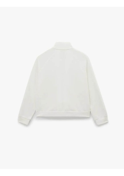 Koton Şerit Detaylı Dik Yaka Fermuarlı Beyaz Kadın Sweatshirt 6wak10054ek Beyaz