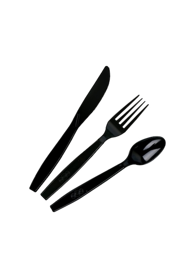 Siyah Plastik Bıçak - Parti Davet Piknik Yemek Bıçağı - 18 Cm. - 100'lü 5 Paket Siyah
