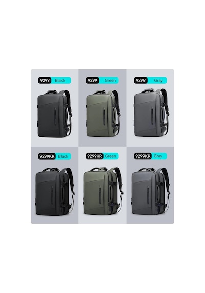 Mark Ryden Expandos Laptop Sırt Çantası Genişletilebilir İç Hacim Şarj Kiti Mr9299 Kr08 siyah