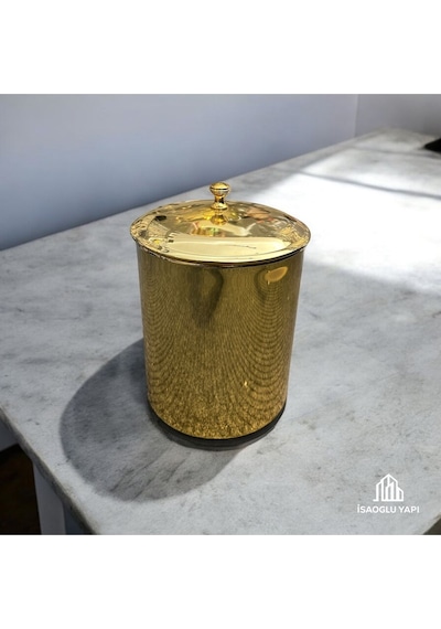 İsaoğlu Yapı Gold Çöp Kovası Vintage Tasarım Gold Premium Banyo Mutfak Kova Gold Altın
