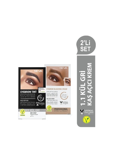 Neva 2'li Set Kaş Boyası 1.1 Kül Gri + Kaş Açıcı Krem Vegan