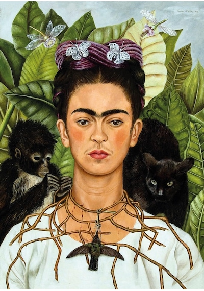 20665 Diken Kolye Ve Sinek Kuşlu Kendi Portresi Frida Kahlo 1000 Parça Puzzle Standart