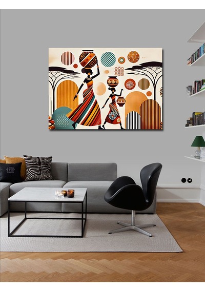 Kanvas Tablo Retro Afrikalı Kadın Tasarımı 50cmx70cm