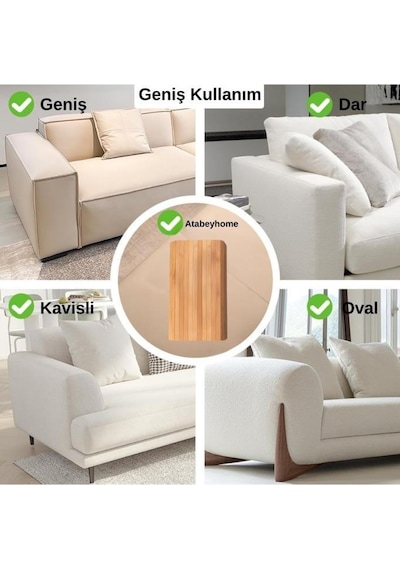 Bambu Koltuk Kolu Sehpası Esnek Lamelli Kolçak Tepsisi, Kanepe Üstü Servis & İçecek Standı Bambu