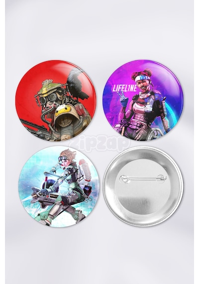 Apex Legends Video Oyun Bilgisayar Oyunu Çanta Süsü Rozet İğneli Buton Rozet Seti 3 Adet Çok Renkli