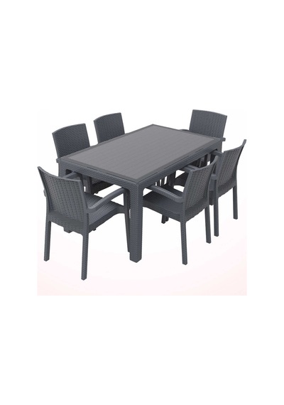 Rattan 90x150cm 6lı Camlı Bahçe Mutfak Masa Takımı Antrasit - 119626062 Antrasit Rattan 90x150cm 6lı Camlı Bahçe Mutfak Masa Takımı Antrasit - 119626062 Antrasit