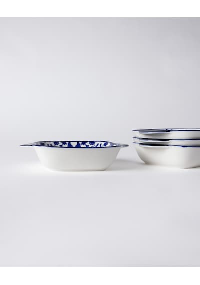 Reve Bleu Vista Kare Tabak Seti - 17 Cm - Mavi/beyaz 8684427358450 Çok Renkli