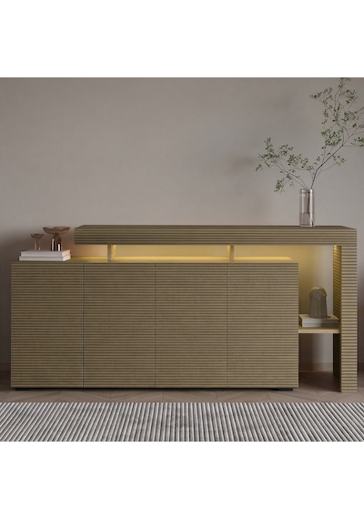 İnarch Dizayn Beliz Led Işıklı Modern Konsol 170 Cm, 4 Kapaklı Ve İç Raflı Depolama, Şık Tasarım Sıcak Meşe İnarch Dizayn Beliz Led Işıklı Modern Konsol 170 Cm, 4 Kapaklı Ve İç Raflı Depolama, Şık Tasarım Sıcak Meşe