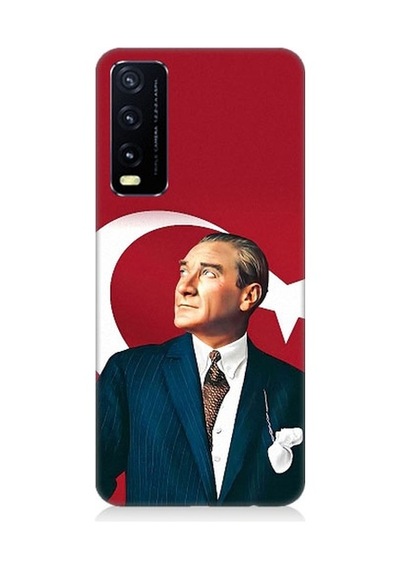 Vivo Y20 Uyumlu Mustafa Kemal Atatürk Ve Bayrak Desenli Silikon Kılıf