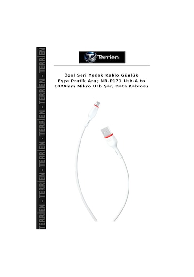 Özel Seri Yedek Kablo Günlük Eşya Pratik Araç Nb-p171 Usb-a To 1000mm Mikro Usb Şarj Data Kablosu