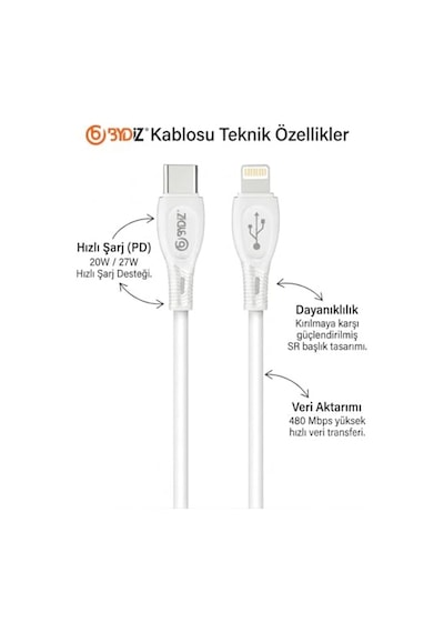 İphone Usb-c To Lightning Hızlı Şarj Kablosu Type-c Pd Destekli 14/13/12/11 Pro Max Xs Max Xr X Airpods Pro Uyumlu - Diğer