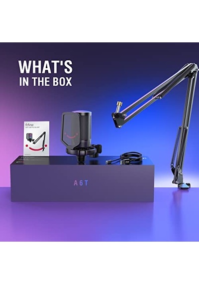 Ampligame A6t Twitch - Youtuber - Gamer - Tiktok - Yayıncı Usb Mikrofon Seti Siyah