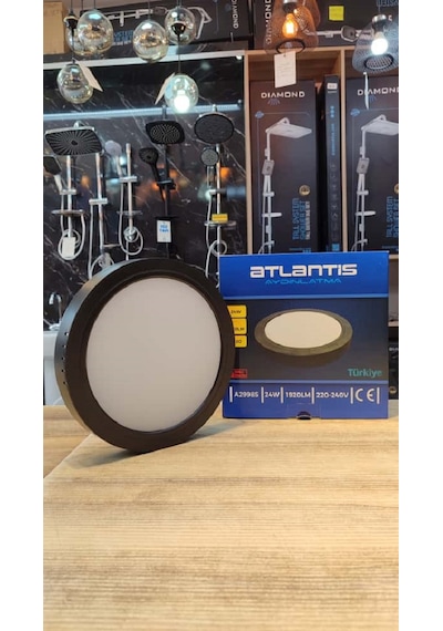 24 Watt Oval Siyah Kasa Beyaz Işık Sıva Üstü Led Panel 6500k Beyaz Beyaz Işık