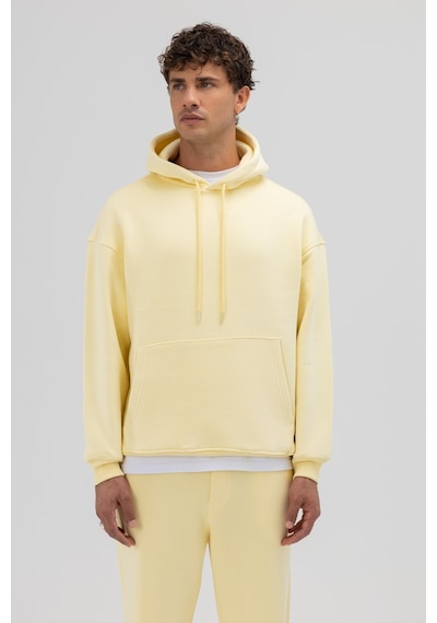 Vamos Basic Oversize Kapüşonlu Sweatshirt Sarı
